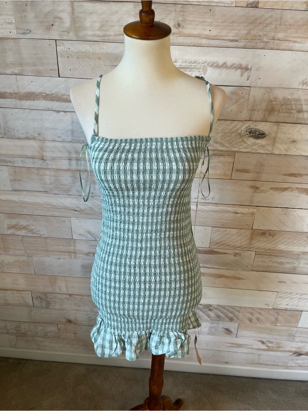 NWT Reformation size S Gemini dress in green check